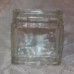Vintage Glass Block Coin Piggy Still Bank  Measures 3 1/4 x 3 1/4 x 1 3/4 inches
